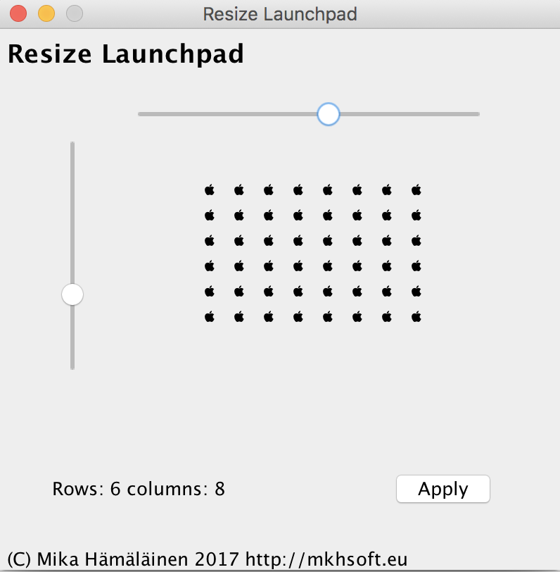 Launchpad Resizer main window